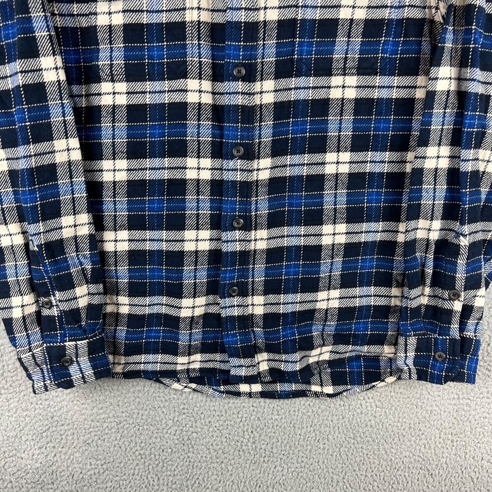 Orvis Shirt Mens Extra Large Heavyweight Flannel Blue Plaid Pockets Shacket - Picture 4 of 14